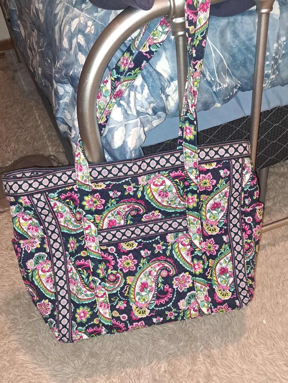 Beautiful Floral Paisley Tote Bag - Navy, Pink & Green Vera Bradley